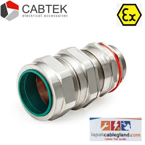 Exproof Cable Gland CABTEK 20 E1FW M20 for SWA Armour Brass Nickel Plated size M20 c/w locknut washer PVC shroud
