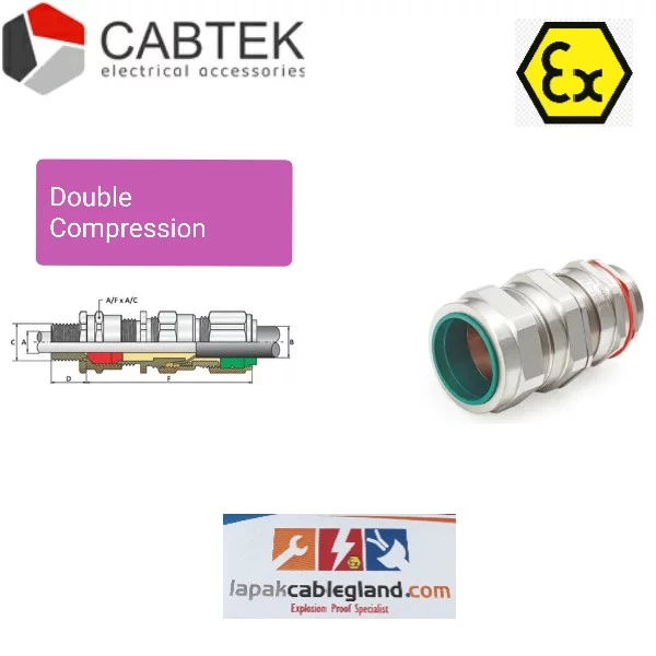 Exproof Cable Gland size M20 CABTEK 20 E1FW M20 for SWA Armour Brass Nickel Plated c/w locknut washer PVC shroud CMP hawke