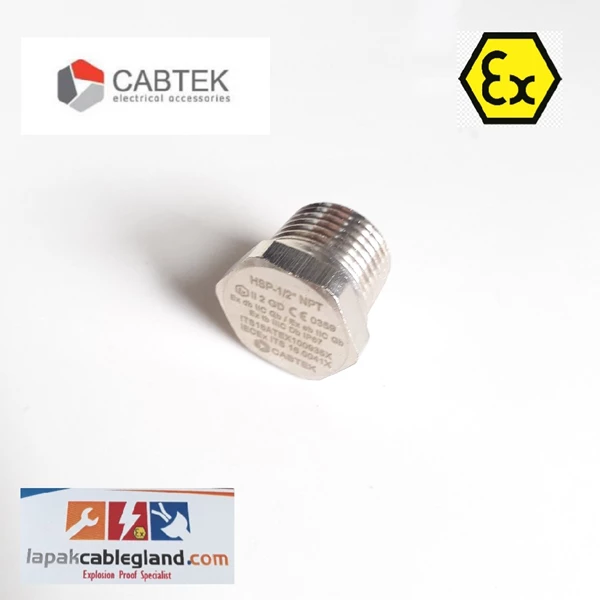 Exproof Hex Stopping Plug size M20 CABTEK HSP M20 c/w locknut & washer cmp hawke